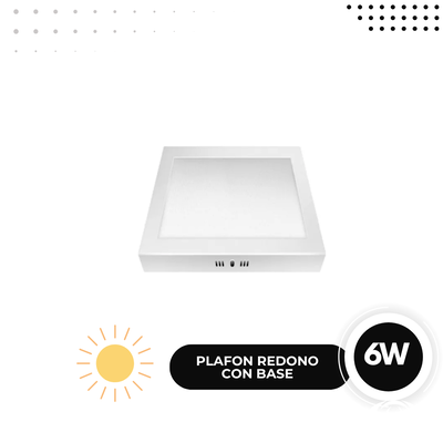LED PLAFON CUADRADO BASE. 6W CALIDO