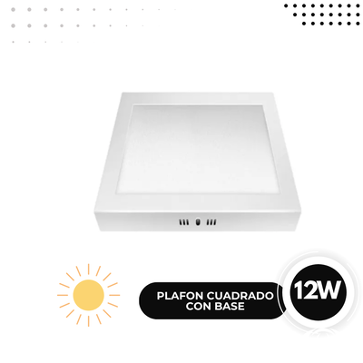 LED PLAFON CUADRADO BASE. 12W CALIDO