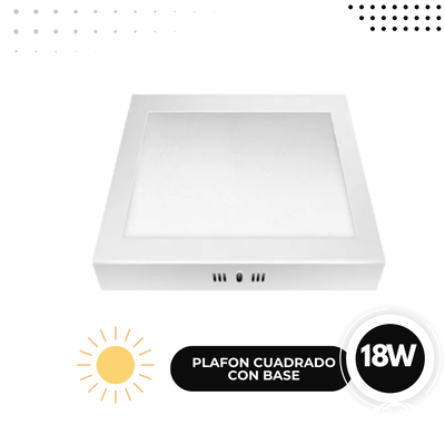 LED PLAFON CUADRADO BASE. 18W CALIDO