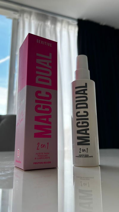 Magic dual 2 en 1 aceite para masajes y lubricante 