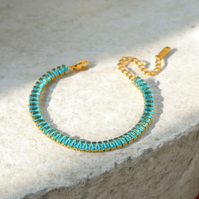 Pulsera Prisma Celeste Dorada