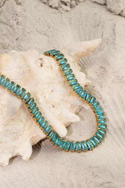 Pulsera Prisma Celeste Dorada