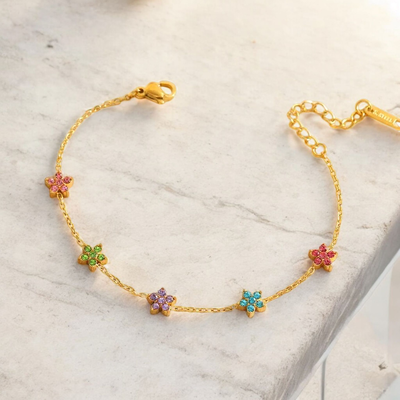 Pulsera Flores Dorada