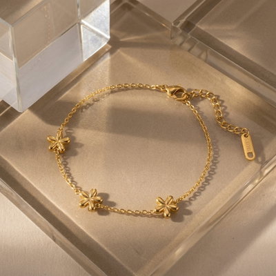 Pulsera Flores Dorada