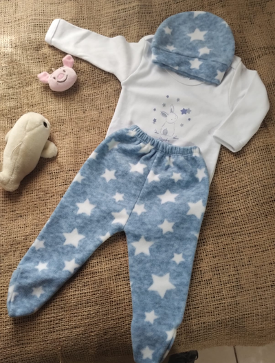 Beba Set Nacimiento | Justina | Polar & Algodón&nbsp; 3 Piezas