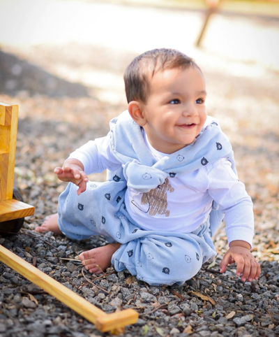 Conjunto Campera + Babucha Celeste & Ositos | Plush