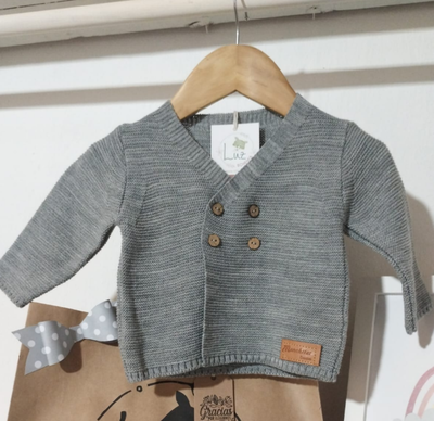 Saquito tejido Gris | Cruzado | Hilo Hipoalergénico