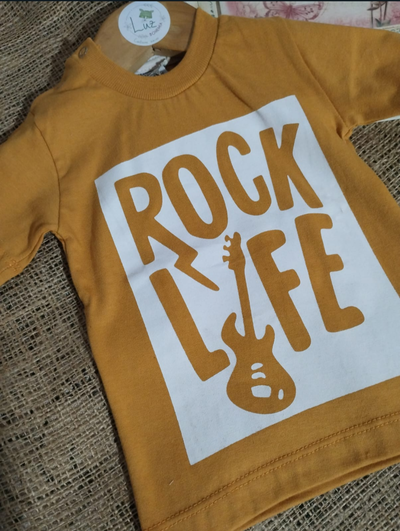 Remera Manga Corta Bebé | Estampa Rock Life | Algodón Peinado&nbsp;