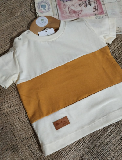 Remera Combinada | Etiqueta de Cuero | Algodón Peinado Premium