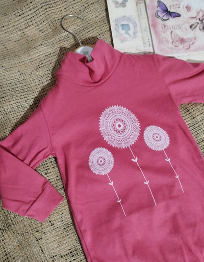 Body Beba Manga Larga Cuello Polera Floral | Algodón Peinado
