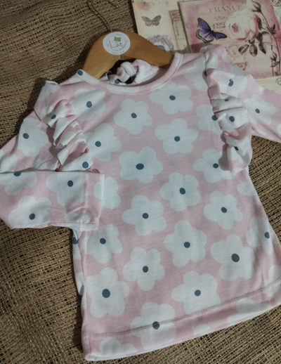 Remera Bobito Beba&nbsp; con Volados | Floral | Algodón Peinado