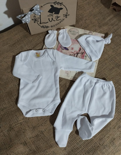 Ajuar Recibidor Luz Esencial Blanco Puro | 4 Piezas Algodón 100%