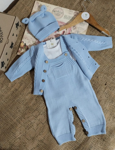 Ajuar de Hilo Celeste | Hipoalergénico | Set 3 Piezas con Jardinero