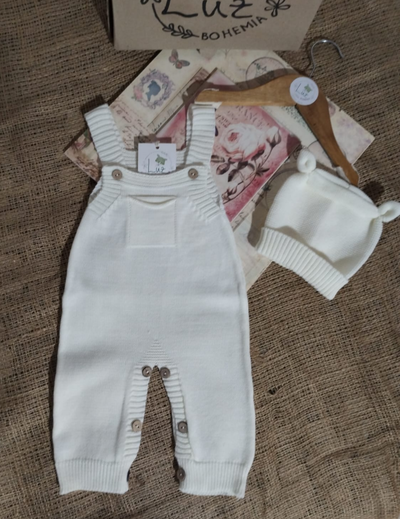 Ajuar de Hilo Blanco Natural | Hipoalergénico | Set 3 Piezas con Jardinero