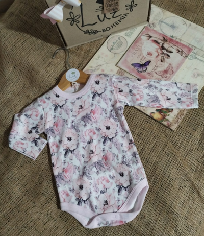 Body Beba Manga Larga Floral Vintage | Algodón Peinado