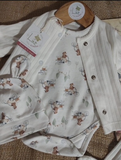 Ajuar de Nacimiento Recibidor | Amore Mío | Natural Unisex  | Algodón Peinado 4 piezas&nbsp; 