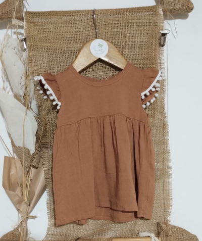 Vestido de Beba Lino volados & puntilla  "Renata"