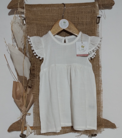 Vestido de Beba Lino volados & puntilla  "Renata"