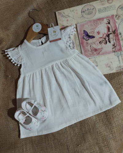 Vestido de Beba Lino volados & puntilla  "Renata"