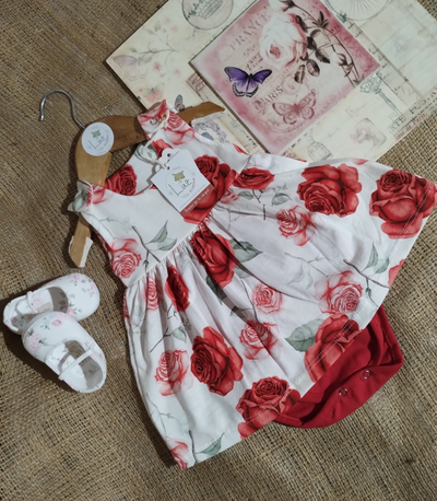 Vestido Beba Body | Nina Rojo | Algodón Peinado Floral