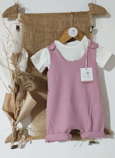 Conjunto Jardinero Corto + Body | Incanto | Wafle y Algodón 100%