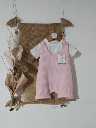 Conjunto Jardinero Corto + Body | Incanto | Wafle y Algodón 100%