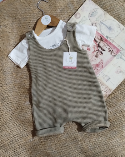 Conjunto Jardinero Corto + Body |  Incanto | Wafle y Algodón 100%