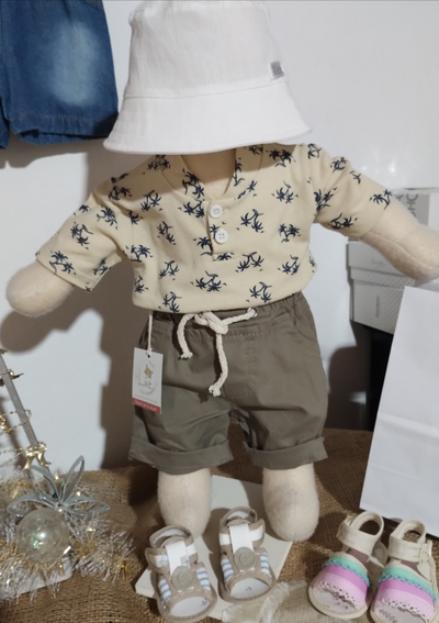 ~Bermuda Corta Gabardina de Bebés c / cordón~