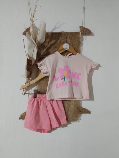 Conjunto Beba Martina | Remera Volados + Short | Algodón