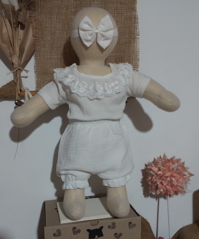 Set Body Puntilla Mangas Cortas&nbsp; + Short | Annie | Lino Drapeado