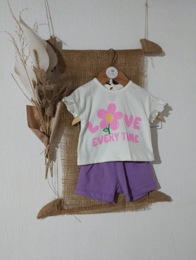 Conjunto Beba Martina | Remera Volados + Short | Algodón