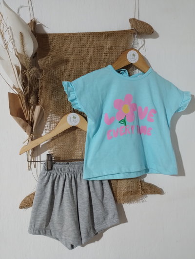 Conjunto Beba Martina | Remera Volados + Short | Algodón