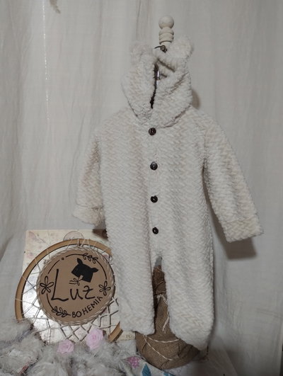 Enterito Bebé Orejitas | Abrigo Piel de Corderito Drapeado