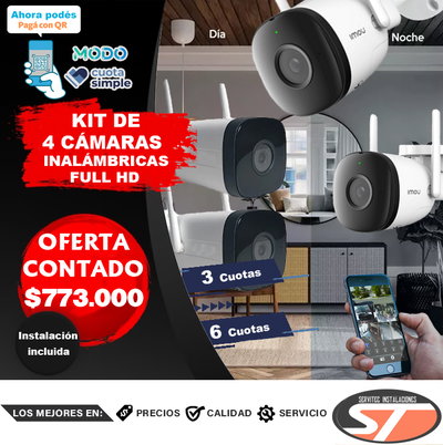 KIT DE 4 CÁMARAS INALÁMBRICAS FULL HD