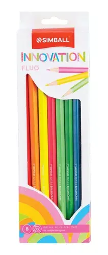 Lapices de colores fluo Simball x 8 largos