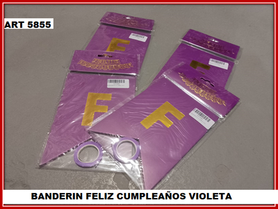 ART 5855 BANDERIN FELIZ CUMPLEAÑOS VIOLETA