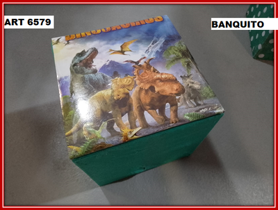 ART 6579 BANQUITO MADERA DINOSAURIOS