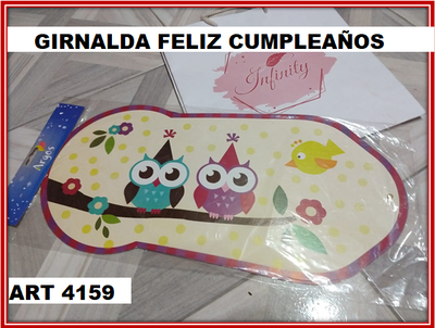 ART 4159 GIRNALDA FELIZ CUMPLEAÑOS LECHUZA