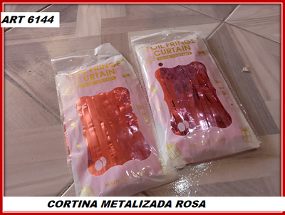 ART 6144  CORTINA LLUVIA METALIZADA ROSA 