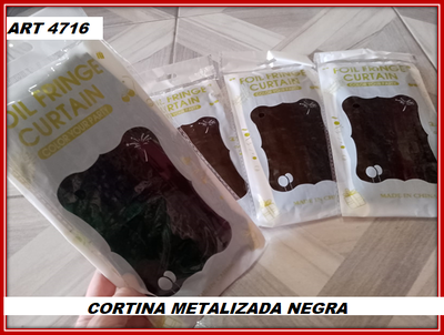 ART 4716 CORTINA LLUVIA METALIZADA NEGRA