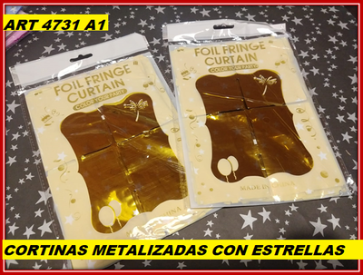 ART 4731 CORTINA METALIZADA CUADRADITOS DORADA