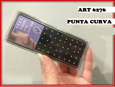 ART 6276 PIRSING NARIZ CURVO STRAS BLANCO X1