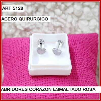 ART 5128 ABRIDOR CORAZON ESMALTADO ROSA