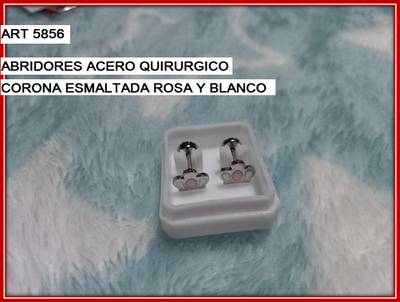 ART 5856 ABRIDOR CORONA ESMALTADA ROSA/BLANCA