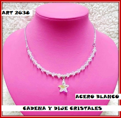 ART 2638 CADENA CRISTAL ESTRELLA CRISTAL ACERO BLANCO