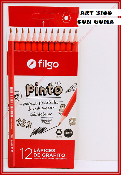ART 3188 LAPIZ GRAFITO FILGO CON GOMA X1