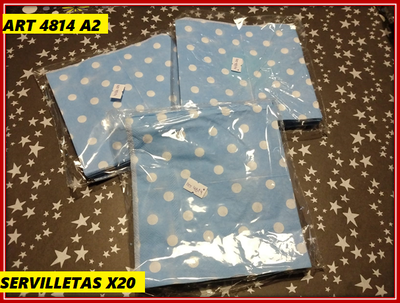 ART 4814 SERVILLETAS X20  CELESTE LUNARES