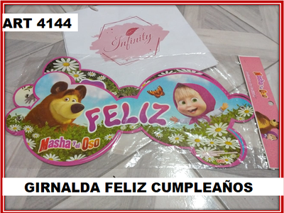 ART 4144 CARTEL FELIZ CUMPLEAÑOS MASHA Y EL OSO