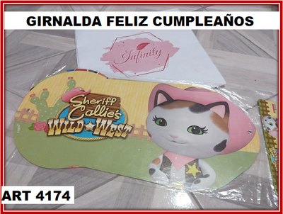 ART 4174 CARTEL FELIZ CUMPLEAÑOS GATITA CHERIF