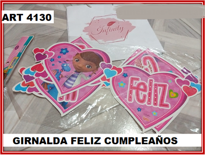 ART 4130 CARTEL FELIZ CUMPLEAÑOS DOCTORA JUGUETE